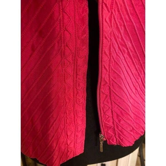 SILK CLUB Collection Pink Solid Zip Up Jacket Sz Medium - Picture 3 of 9